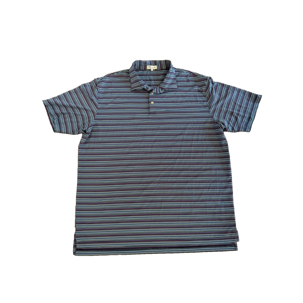 Peter Millar Summer Comfort Polo Shirt Mens XXL Golf Striped Short Sleeve Blue